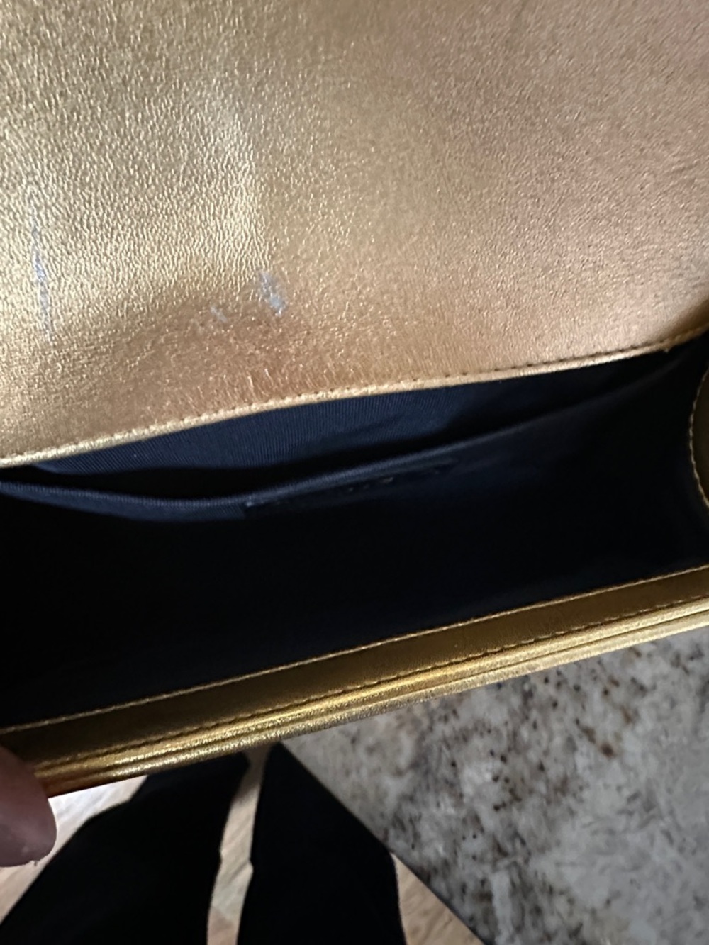 CHANEL Gold Shoulder Bag with Red Accent Strap (PREOWNED). - Picture 12 of 15